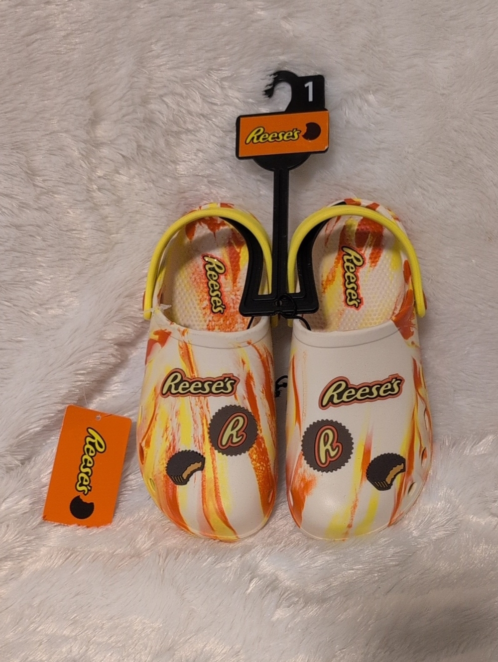Reese's Kids' Slip-On Clogs in White & Orange Sz 1